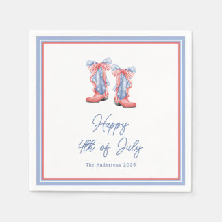 Serviette En Papier Preppy Watercolor Bows 4th Of July Invitation