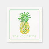 Serviette En Papier Preppy Yellow Green Pineaaple personnalisée (Devant)