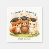 Serviette En Papier Preschool Kindergarten Fox Bear Bunny Party (Devant)