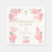 Serviette En Papier Presentación de 3 años Napkins Papillons rose (Devant)