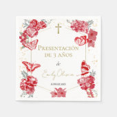Serviette En Papier Presentación de 3 años Napkins Papillons rouges (Devant)