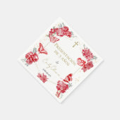 Serviette En Papier Presentación de 3 años Napkins Papillons rouges (Coin)