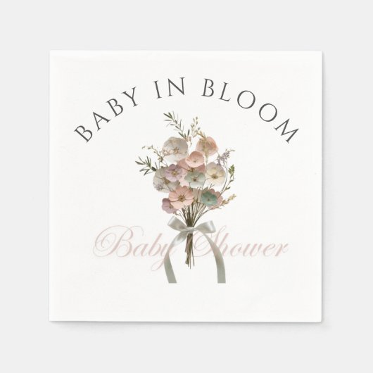 Serviette En Papier Pressed Wildflower Baby in Bloom Boho Baby Shower (Devant)