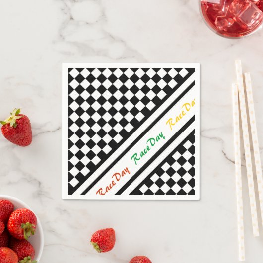 Serviette En Papier Prêt 4 Race Day Classic Racing Check Black White (En situation)