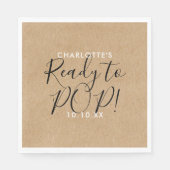 Serviette En Papier Prêt à pop Baby shower rustique Kraft Script chic (Devant)