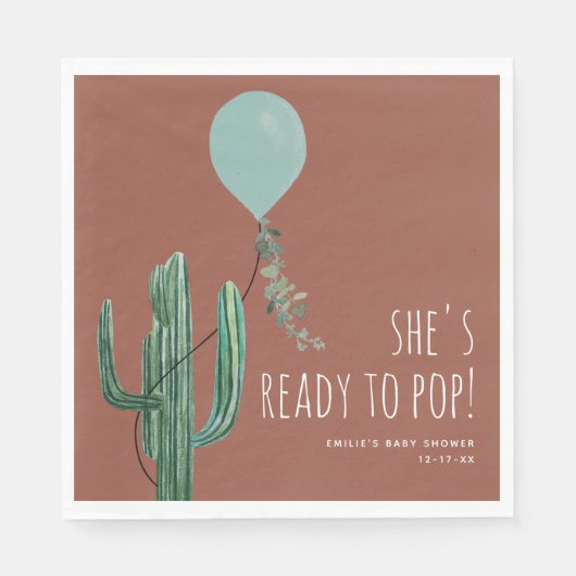 Serviette En Papier Prêt à pop Balloon Cactus Terracotta Garçon bébé (Devant)