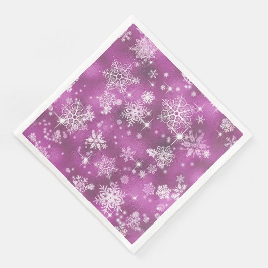 Serviette En Papier Prettiest Snowflakes Motif Orchid rose ID846 (Coin)