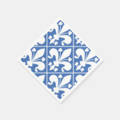 Serviette En Papier Pretty Blue et White French Fleur de Lys (Coin)