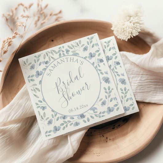 Serviette En Papier Pretty Blue Floral Bridal Shower