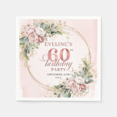 Serviette En Papier Pretty Boho Dusty Pink Eucalyptus 60th Birthday   (Devant)