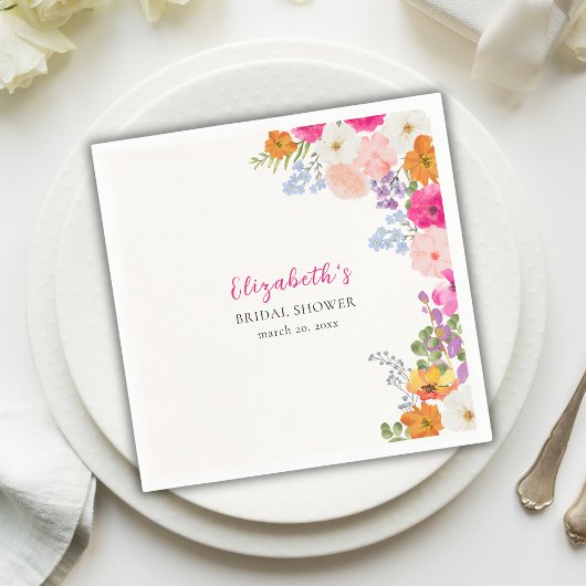 Serviette En Papier Pretty Boho Wildflowers Bridal Shower