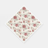 Serviette En Papier Pretty Chic Red Cream Floral Birthday (Coin)