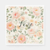 Serviette En Papier Pretty Cream Peach Floral Bridal Shower (Devant)