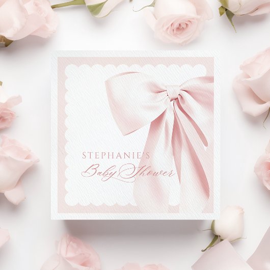 Serviette En Papier Pretty Cute Pink Bow Baby Shower Paper Napkins