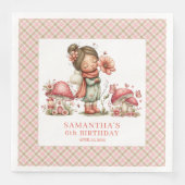 Serviette En Papier Pretty Fairy Birthday Pink Flowers Custom Party  (Devant)