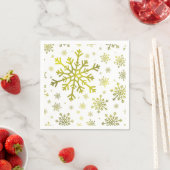 Serviette En Papier Pretty Gold Noël Snowflakes sur Winter White (En situation)