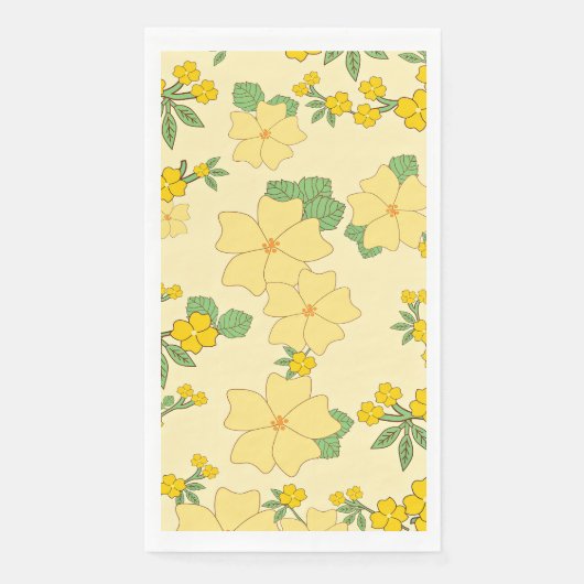 Serviette En Papier Pretty Pastel Yellow Floral Pattern, (Devant)