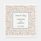 Serviette En Papier Pretty Pink Romantic Floral Wedding (Devant)