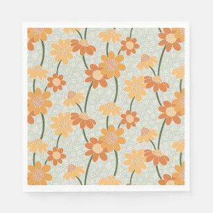 Serviette En Papier Pretty retro muted 1970 s flowers