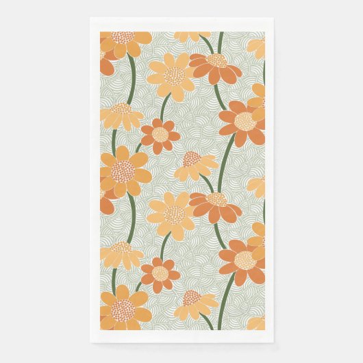Serviette En Papier Pretty retro muted 1970 s flowers (Devant)