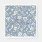 Serviette En Papier Pretty Romantic Blue Cream Flowers Bridal Shower (Devant)