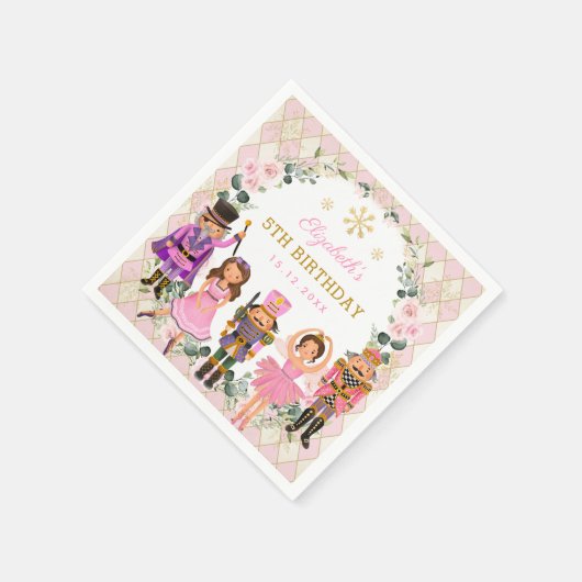 Serviette En Papier Pretty Rose Nutcracker Anniversaire Noël (Coin)