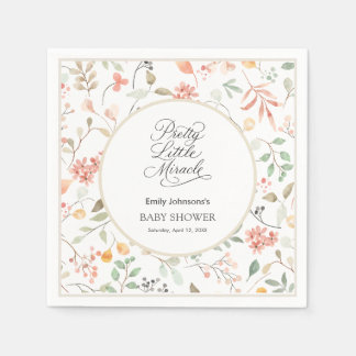 Serviette En Papier Pretty Watercolor Wildflower Baby Shower 