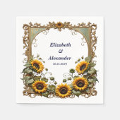Serviette En Papier Pretty Yellow sunflower with art frame wedding  (Devant)