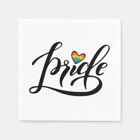 Serviette En Papier Pride Script Heart (Devant)