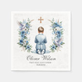 Serviette En Papier Prier Garçon Sainte Communion Papier Napkin (Devant)