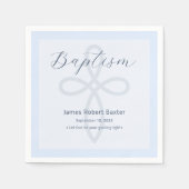 Serviette En Papier Prière Baptême Moderne Croix Bleue (Devant)