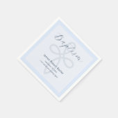 Serviette En Papier Prière Baptême Moderne Croix Bleue (Coin)