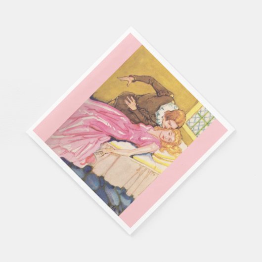 Serviette En Papier Prince Charming baiser Beauté dormante (Coin)