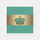 Serviette En Papier Prince Couronne bleu turquoise (Devant)
