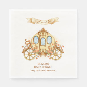 Serviette En Papier Prince de la Fleur d'Or Carrosse Baby Shower Bienv