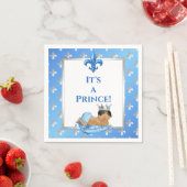 Serviette En Papier Prince Royal Baby Blue & Silver Coussin (En situation)