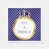 Serviette En Papier Prince Royal Blue & Gold Crown (Devant)