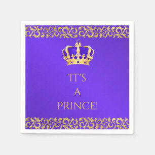Serviette En Papier Prince Royal Purple & Gold Crown