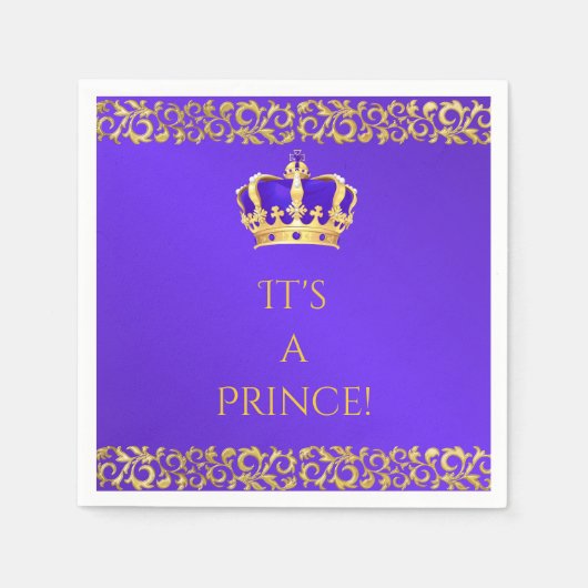Serviette En Papier Prince Royal Purple & Gold Crown (Devant)