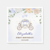 Serviette En Papier Princess Anniversaire Carriage Blue Floral (Devant)