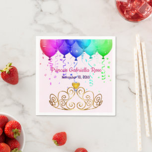 Serviette En Papier Princess Birthday Balloons Party Papier serviettes