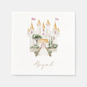 Serviette En Papier Princess Castle Baby shower Gold Texte