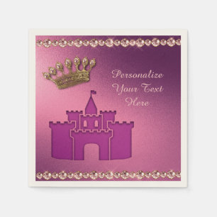Serviette En Papier Princess Castle, Crown & Jewelry Party Personnalis