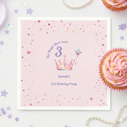 Serviette En Papier Princess Crown 3rd Birthday Royal Threeness