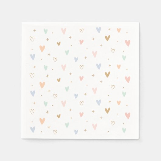 Serviette En Papier Princess Hearts Fille fête d'anniversaire (Devant)