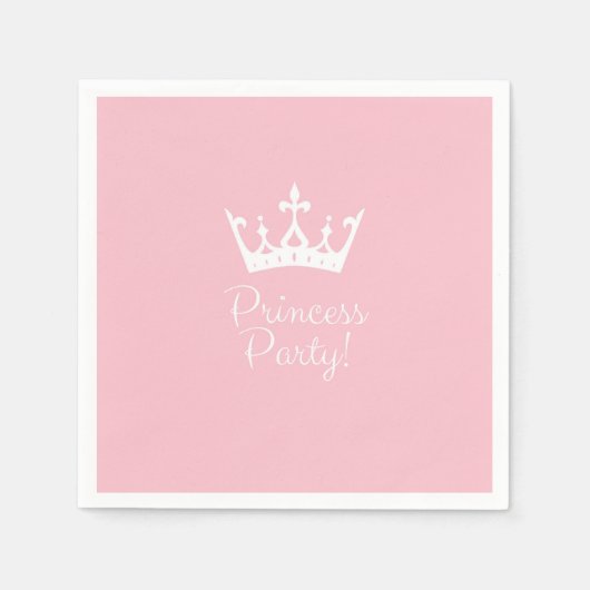 Serviette En Papier Princess Party Girly rose et blanc (Devant)