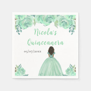 Serviette En Papier Princesse à peau foncée Fleur de menthe Quinceaner
