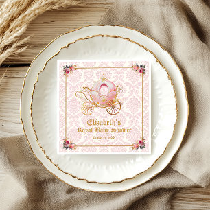 Serviette En Papier Princesse au Carrosse Rose Fête de Naissance Conte