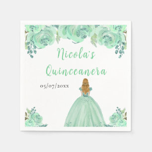 Serviette En Papier Princesse aux Cheveux Blonds Fleur de Menthe Quinc