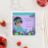 Serviette En Papier Princesse Baby shower fille Turquoise bleu pourpre (En situation)